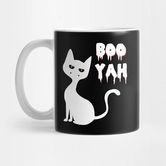 Halloween Funny Cat Gift - Scary Boo Yah Black Cat Gift by Art Like Wow Designs